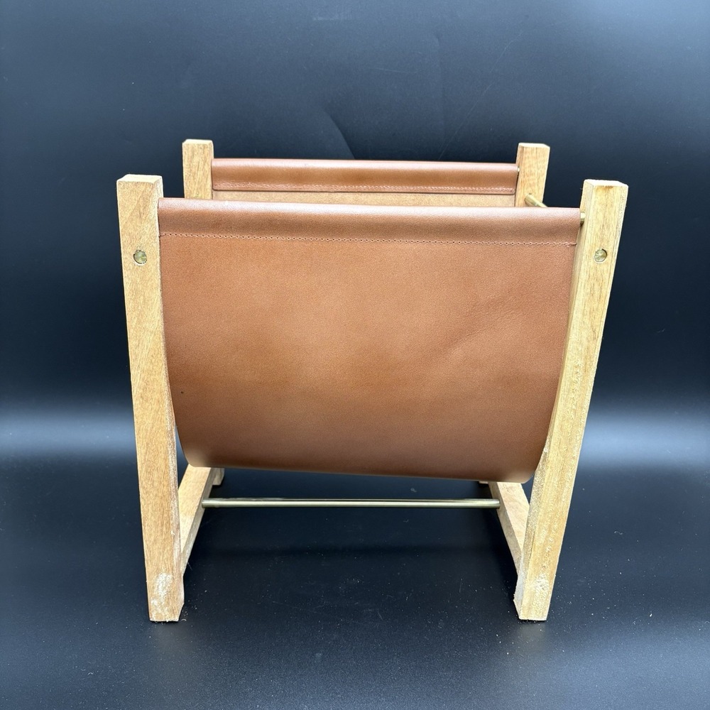 Studio McGee wood & leather magazine holder MCM Style